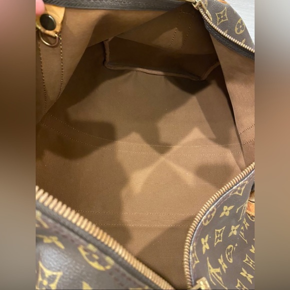 Louis Vuitton LV Boston Bag Keepall Bandouliere 50 Monogram w/ LV Strap Name Tag - Picture 9 of 12